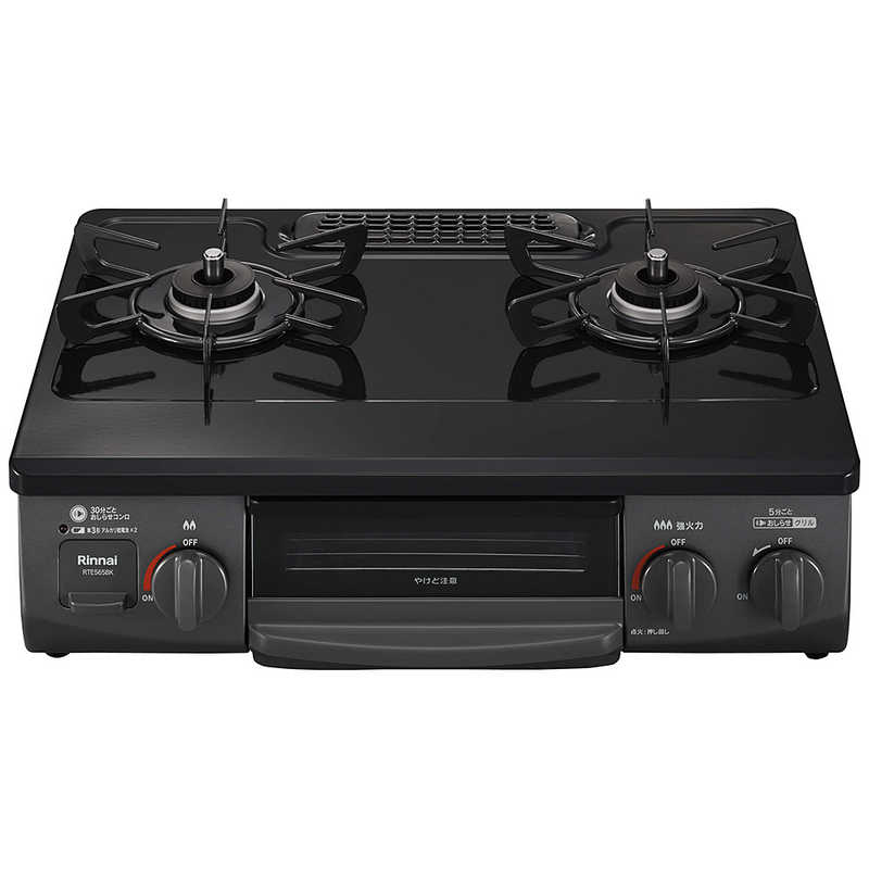 リンナイ　Rinnai　ガスコンロ ワンピーストップ ブラック [約56cm(コンパクトタイプ) /プロパンガス /右強火]　RTE565BKR