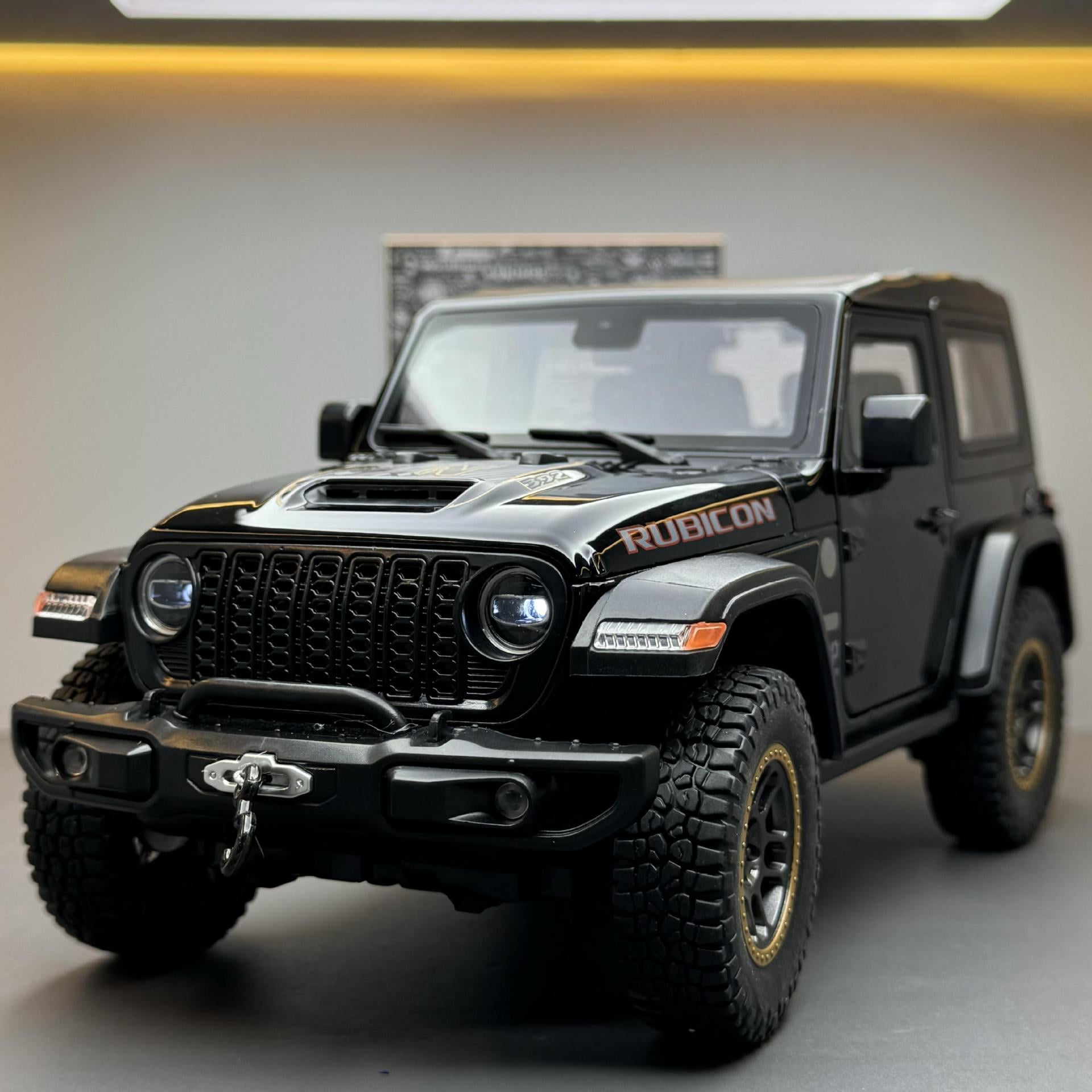 OK 合金車模型 1:18 ジープワゴニアルビコンオープントップオフロードカー 音響付き LED ライトスライド機能おもちゃ車 サウンド模型置物