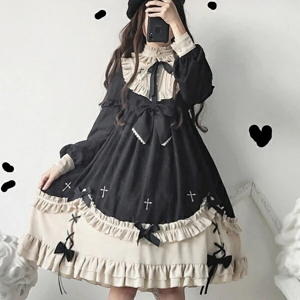 クラロリ ロリータ ワンピース ゴスロリ メイド ワンピース ゴ コスプレ パーティードレス コスチューム 衣装 ハロウィン クリスマス ef014zezef4