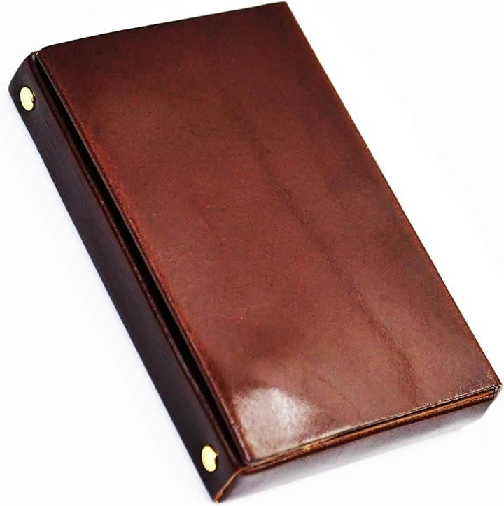 atelierCODEL 名刺入れ メンズ レディース 名刺が飛び出て取り出しやすい 本革 名刺ケース(ダークブラウン)