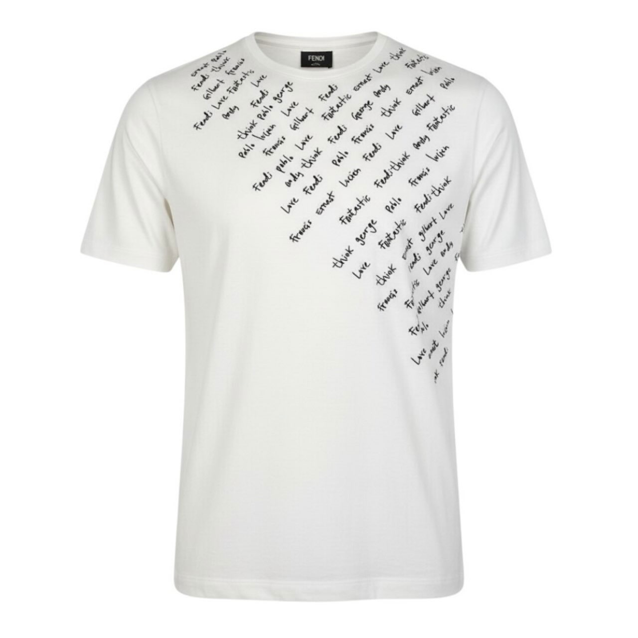クルーネックTシャツ エンブロイダリーTシャツ 文字刺繍 ホワイト コットン 半袖Ｔシャツ メンズ A3-00105