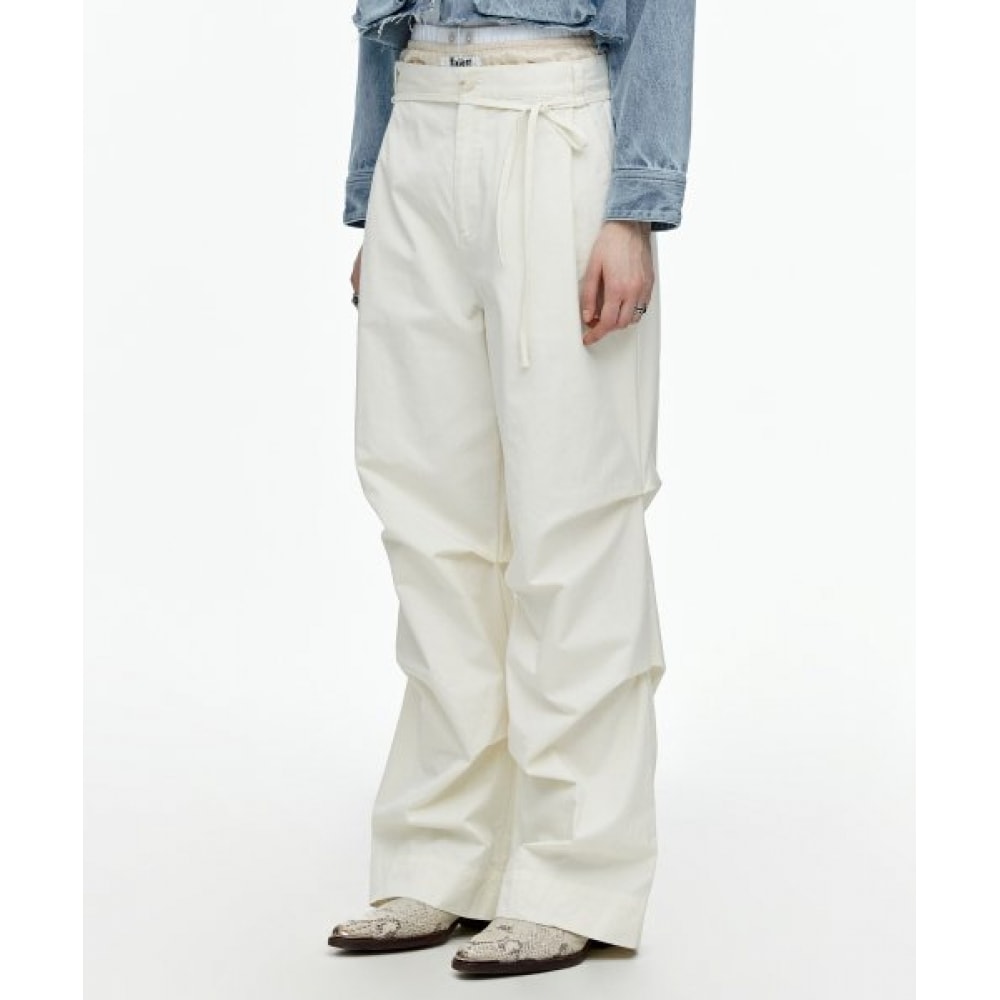 ファレットワイドパラシュートパンツホワイト