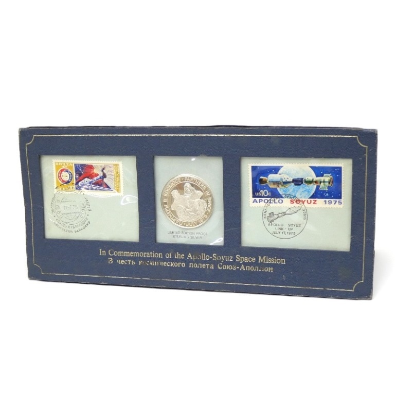 アポロソユーズ特別記念セット 純銀プルーフメダル フランクリンミント 【中古】(65380)
