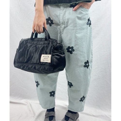 花柄 韓国 ワイドパンツ きれいめ ファッション 40代 50代 ガウチョ テーパード パンツ KJ194