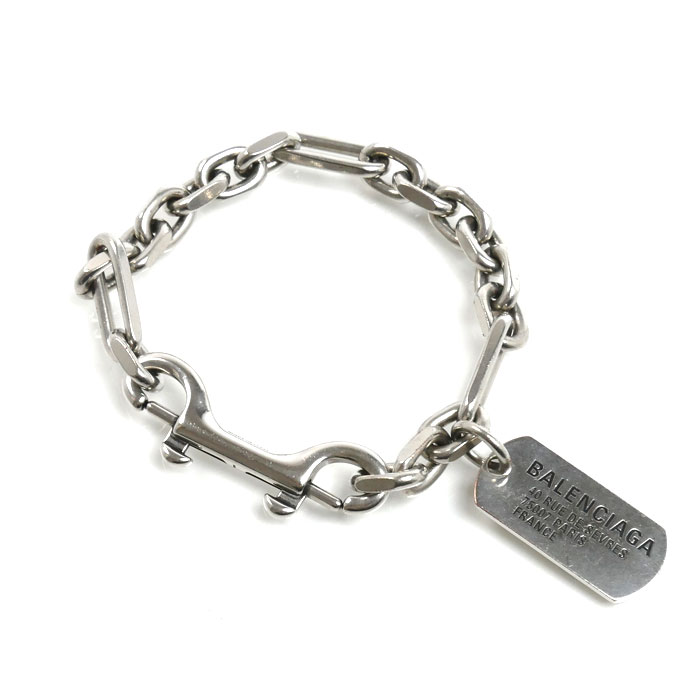 BALENCIAGA バレンシアガ 真鍮 Tags カラビナ ブレスレット 792886TZ99I0911 22.5cm メンズ 中古