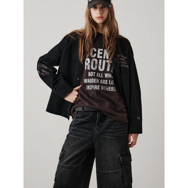 男女共用レタリングプリント半袖Tシャツ(JR2TSU205DG)_DG