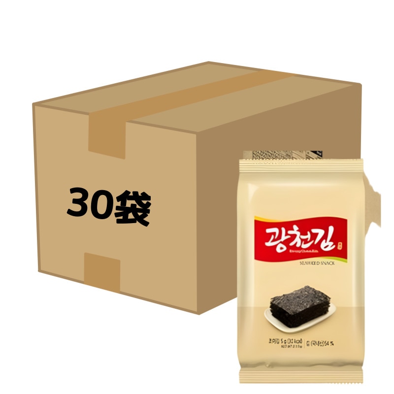 【韓国人気のり】クァンチョン 再来弁当のり 5g×30袋セット／パリパリ直火焼き・ご飯が進む味付け海苔 直火焼きのり おにぎり用のり