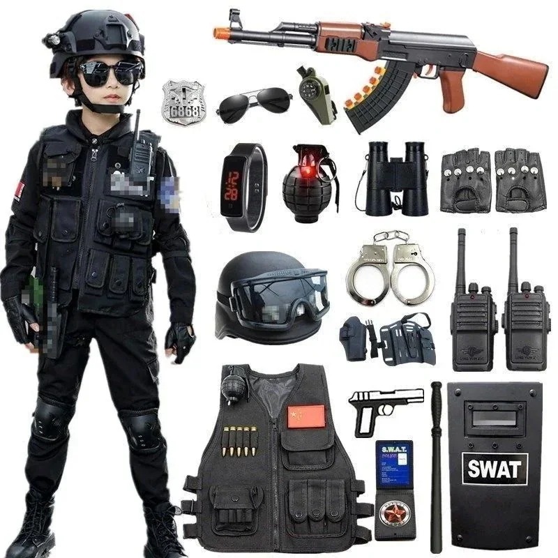 子供用おもちゃの銃一式装備男の子アウトドアCS警察服長袖小型警察官警察スーツ 4,262円