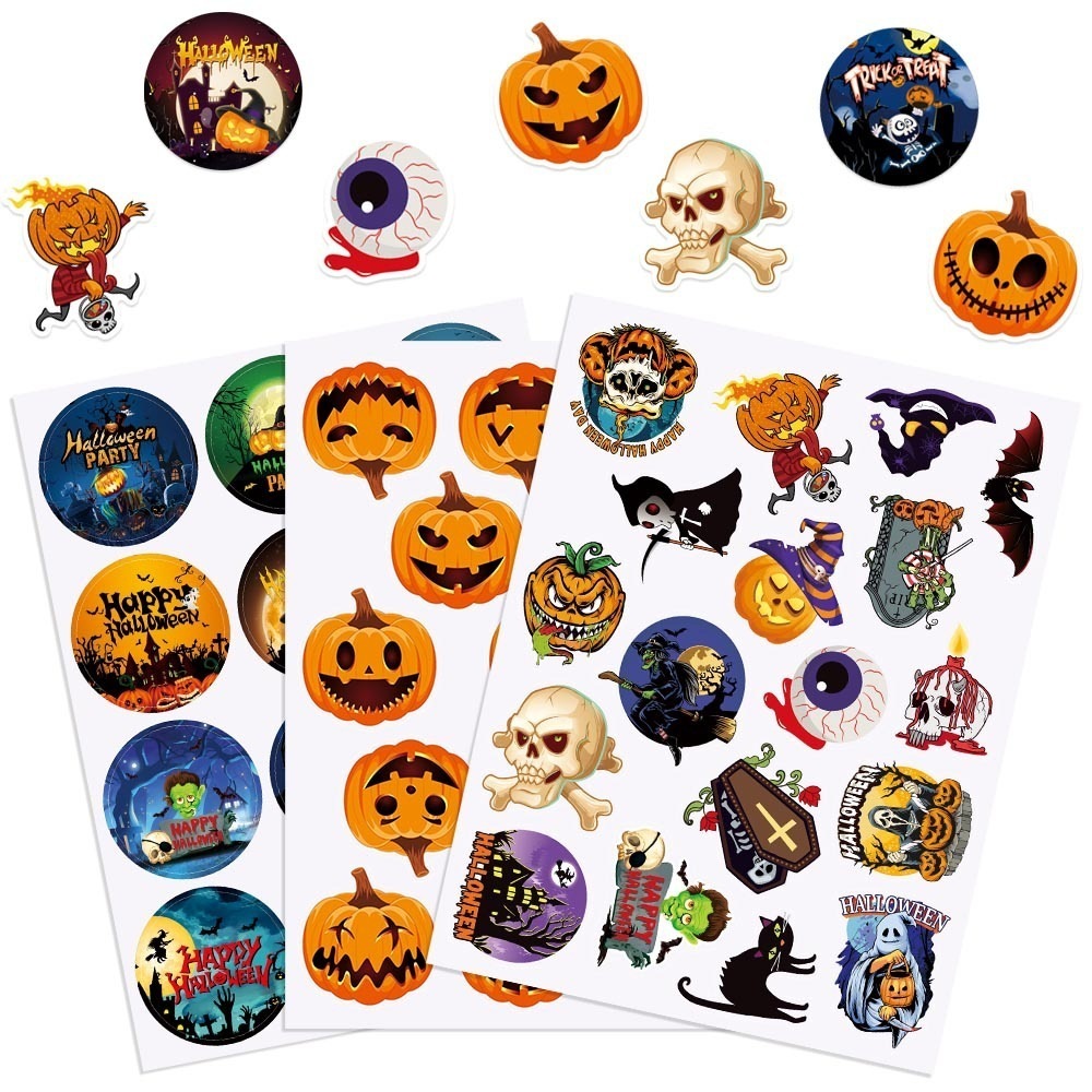 ハロウィンデコレーション漫画カボチャスカルステッカーゴーストフェスティバルキャンディステッカー自己粘着ギフトバッグシーリングステッカー 5,642円