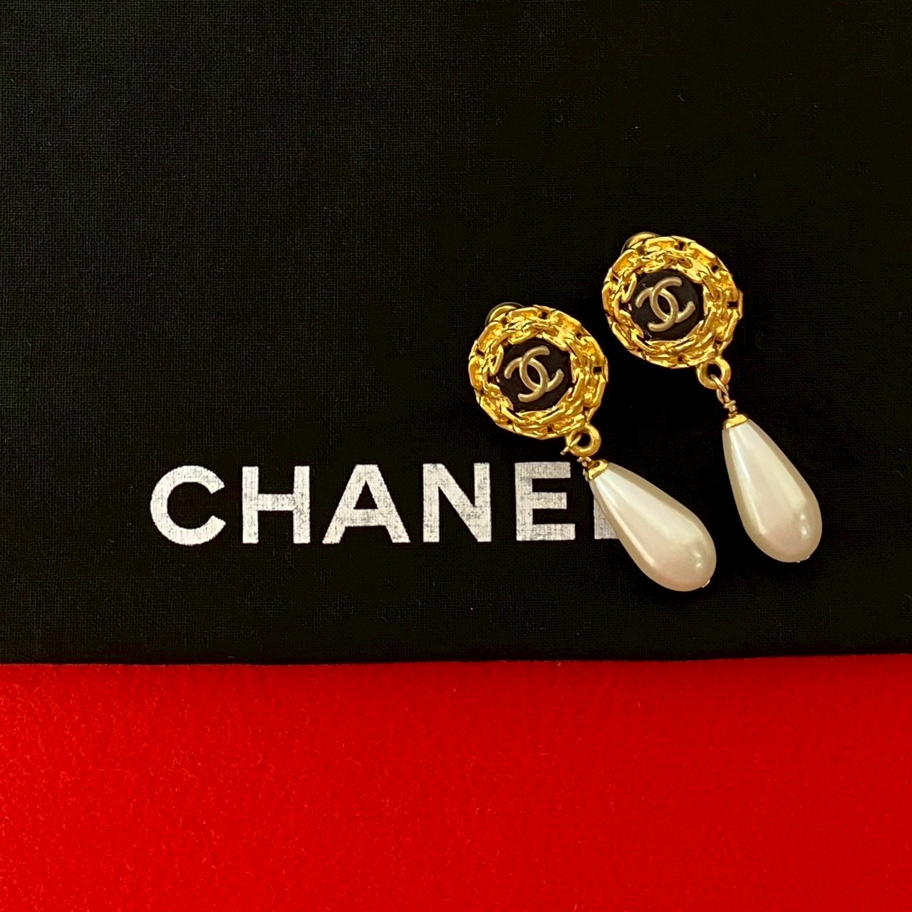 ヴィンテージ ココマークイヤリング GP フェイクパール ゴールド 50177