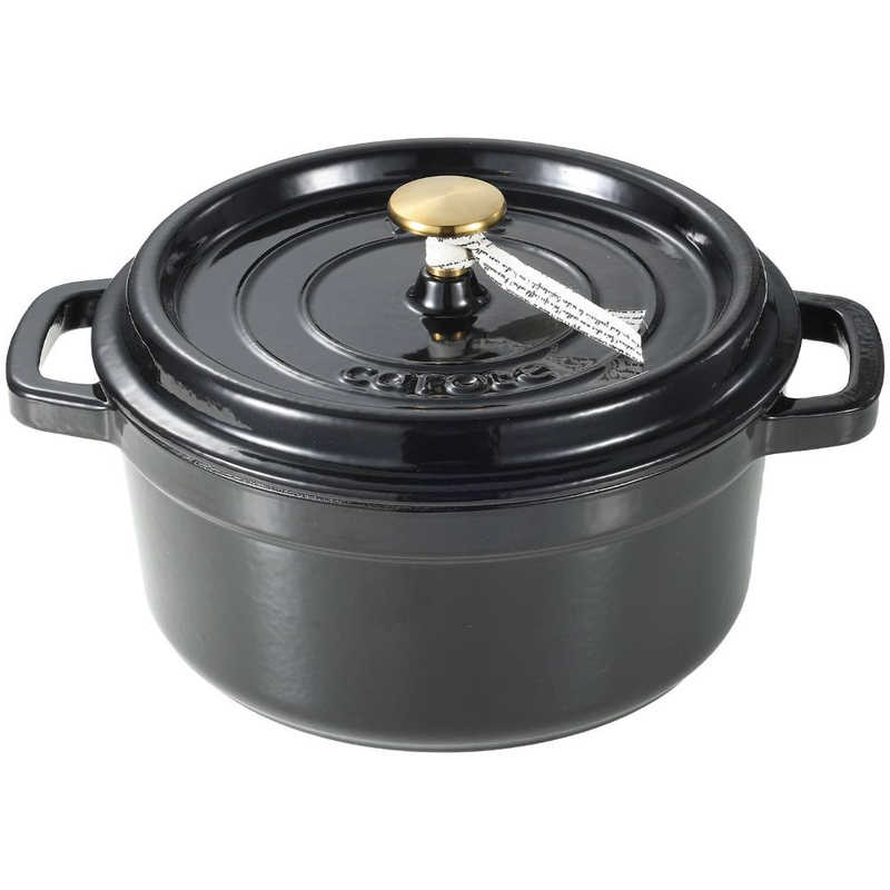 ベストコ CAROTE(カローテ) ココット鍋 22cm IH ガス火対応 鋳鉄 ホーロー 無水鍋 ブラック NM-5231