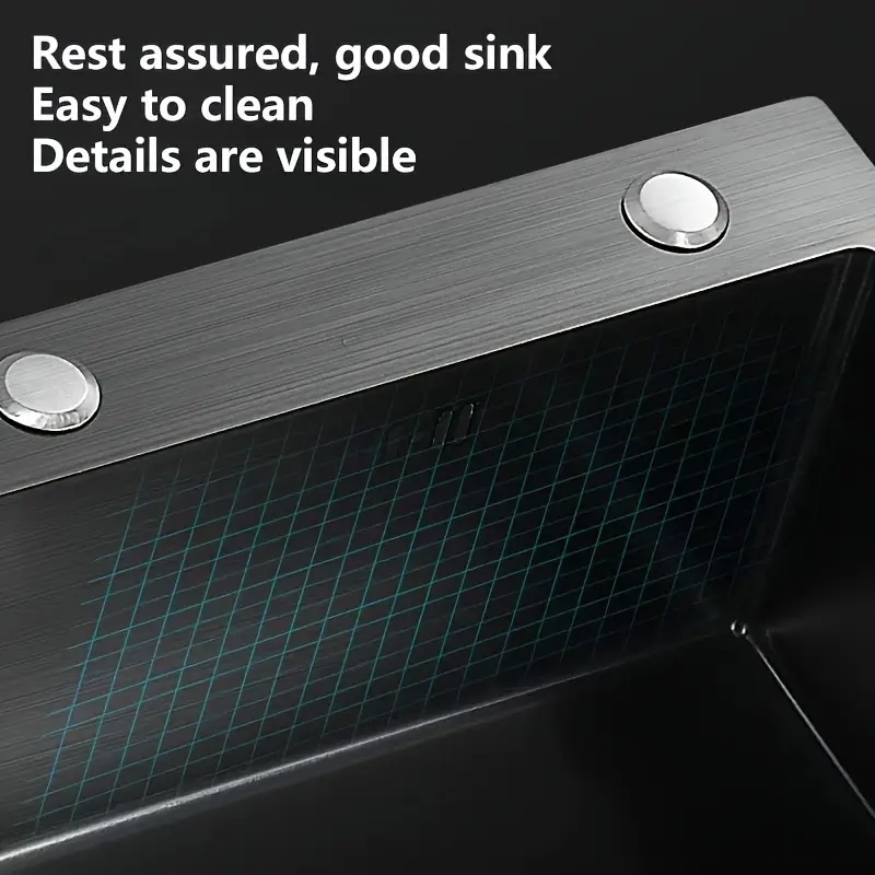 1セット ブラック内蔵キッチンシンク ステンレス製 シングルシンク 排水アクセサリー付き 手作りモダンシンク 5040 ブラック キングコングX