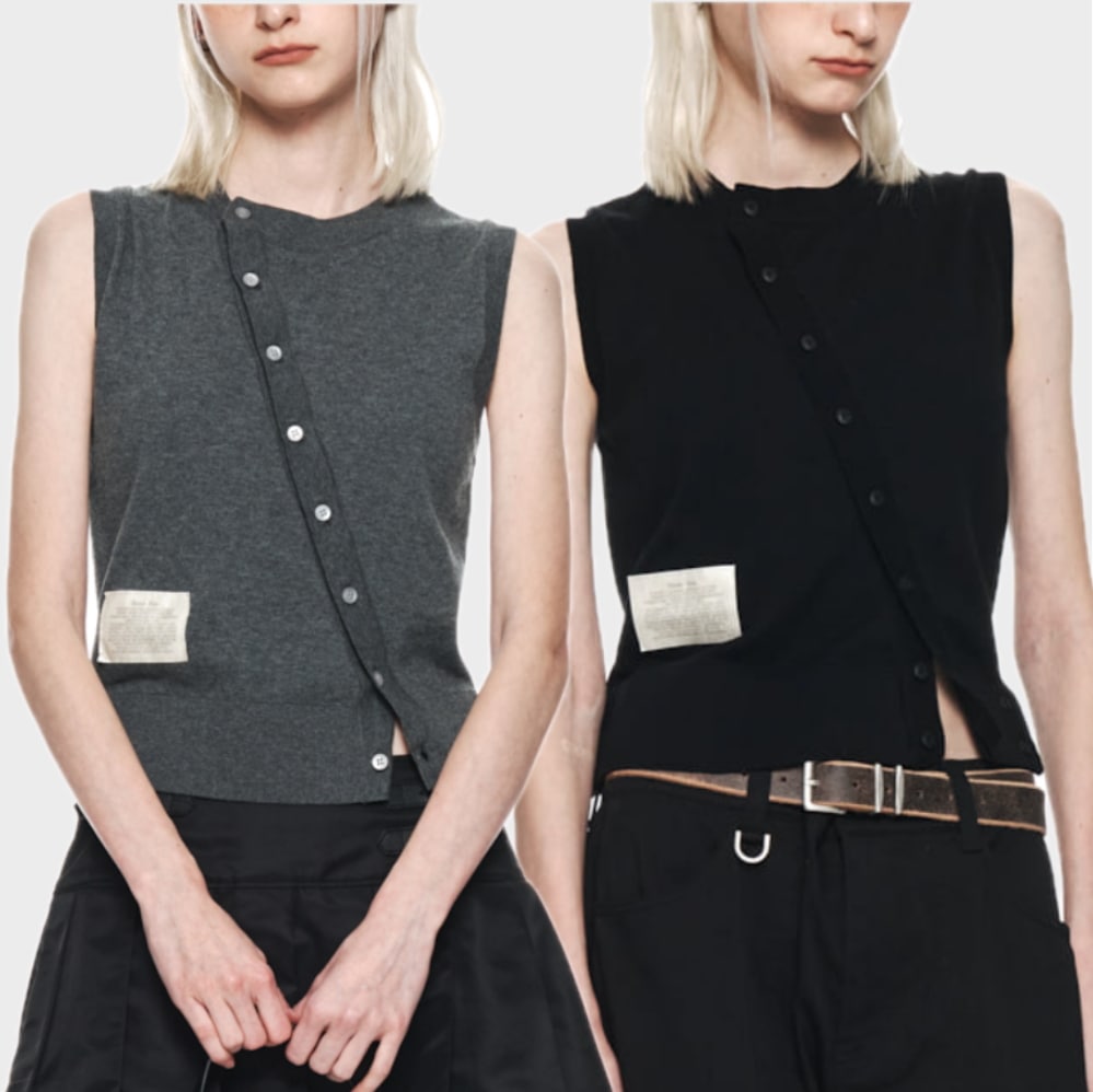 DIAGONAL BUTTON KNIT VEST