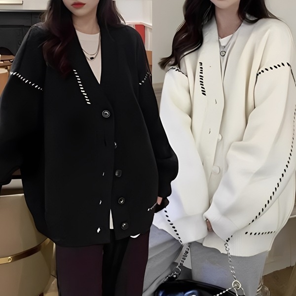 ２色展開 レディースニットカーディガン セーター カーディガン トップス 長袖 Vネック ストレート 前開き リブニット 伸縮性 ウール ボタン シンプル カジュアル 上品 エレガント 優しい ルーズ 5,702円