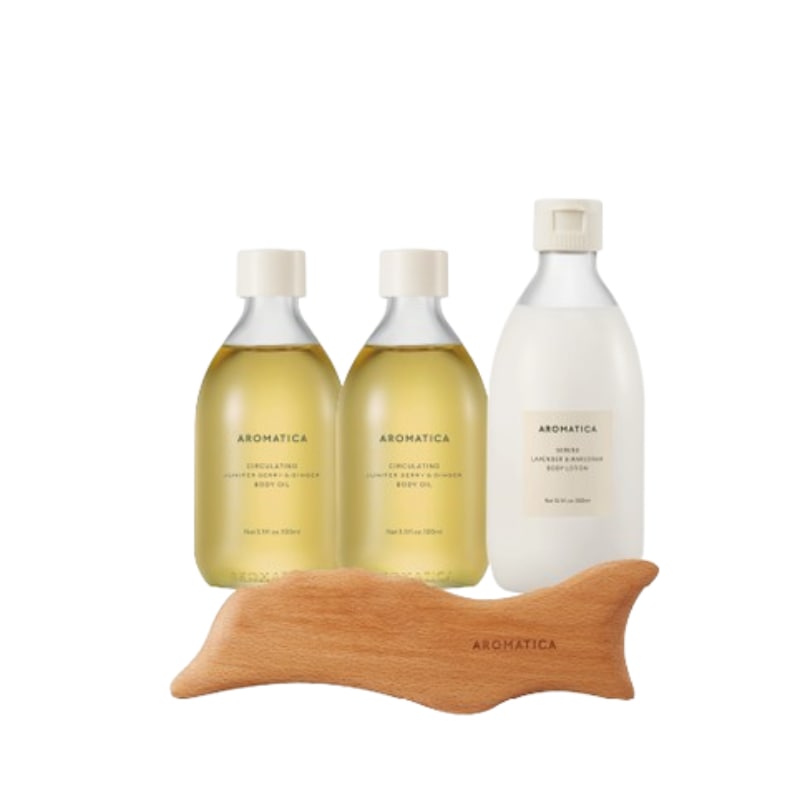 AROMATICAサーキュレーティング ボディスリムパッケージ(オイル100ml*2+ローション300ml*1+マッサージャー1P)