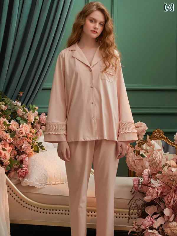 パジャマ レディース 宮殿風 春秋 長袖レーシーフリル シフォン 上下セット リボン フェアリー ガーリー かわいい ルーム ナイト ホームウェア