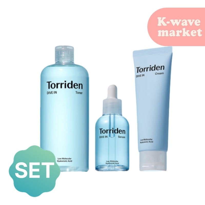 ダイブイン スキンケア 3点セット[トナー300ml＋セラム50ml＋クリーム80ml] 敏感肌向け 水分＆鎮静ケア