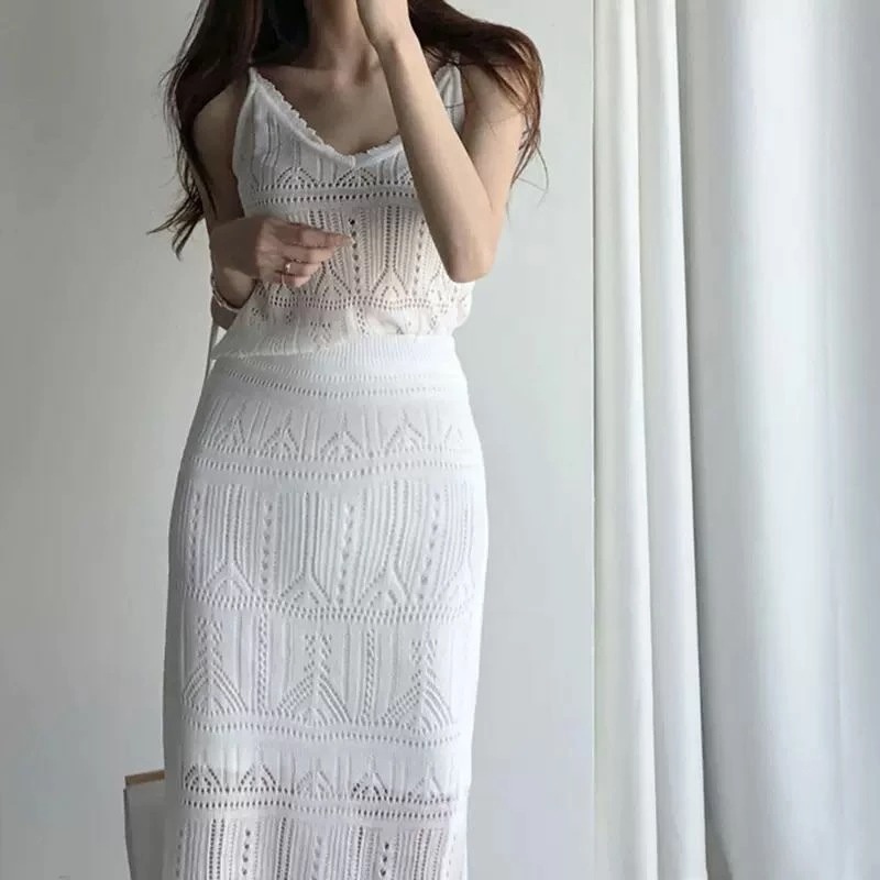 【送料無料】エレガント 大人女子 大人 ガーリー きれいめ かわいい トップス レディース ツーピース スカート キャミワンピ サマーニット