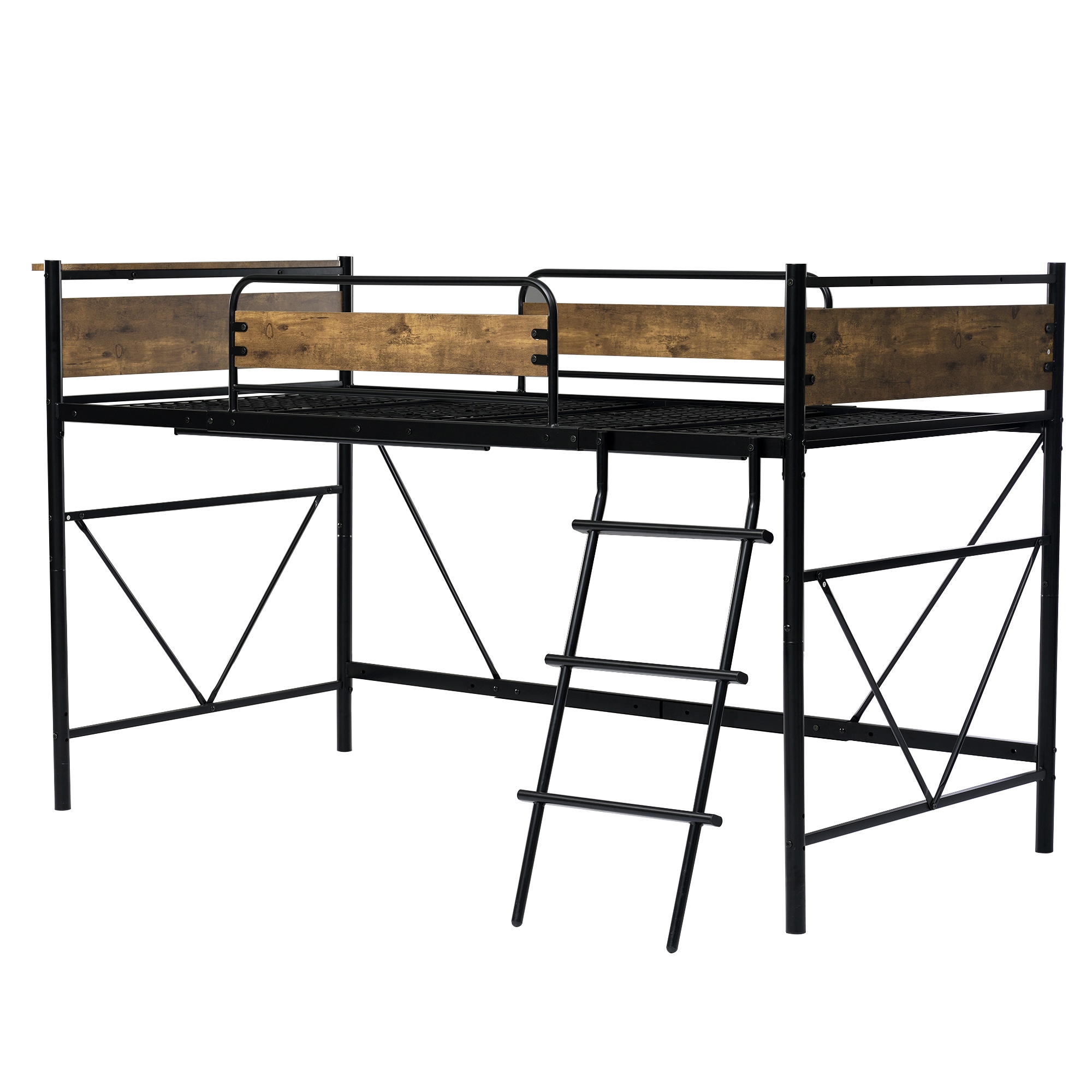 【マットレス付き】ロフトベッド パイプベッド シングル 耐荷重150kg 高さ125cm システムベッド ロータイプ ミドルタイプ 収納 北欧風 大人 一人暮らし ハンガーポール4本付属