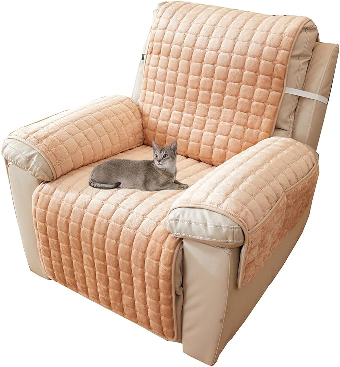 シングルリクライニングカバー 電動リクライニングカバー ソファーカバー ふわふわ (53 x 190 cm (20.9 x 74.8 インチ)ベージュ)