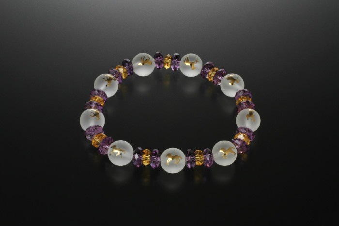 チタンメッキ水晶珠上手く行くブレス白水晶/黄水晶/アメジスト/パワーストーン ブレスレット