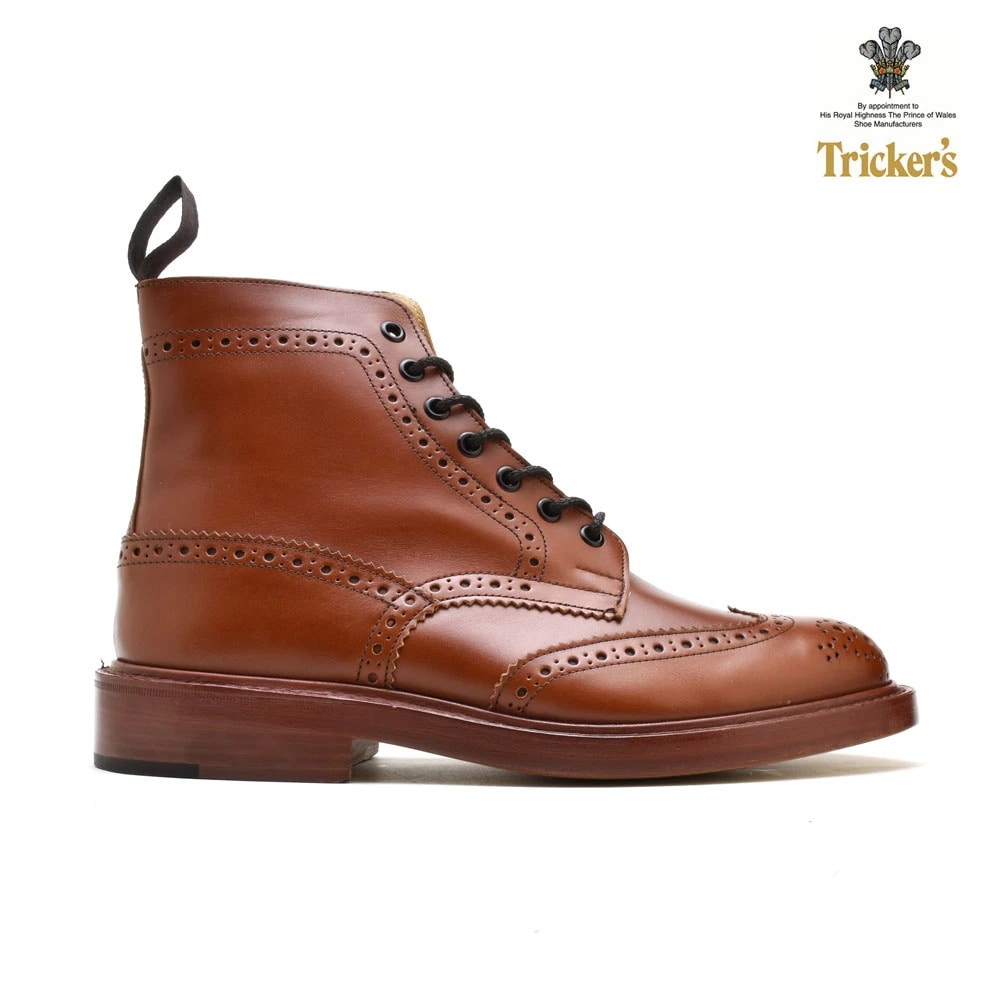 トリッカーズ カントリーブーツ メンズ ダブルレザーソール ウィングチップ ブローグシューズ マロン アンティーク TRICKER S 2508[2508-marron-l]