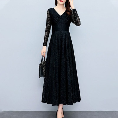 ワンピース デート ワンピドレス ミモレ ミモレ丈 袖あり 長袖 Vネック スリム タイト 細身 レース かわいい 大人可愛い きれいめ シンプル カジュアル 大人 上品 おしゃれ お洒落 主役級 5,443円