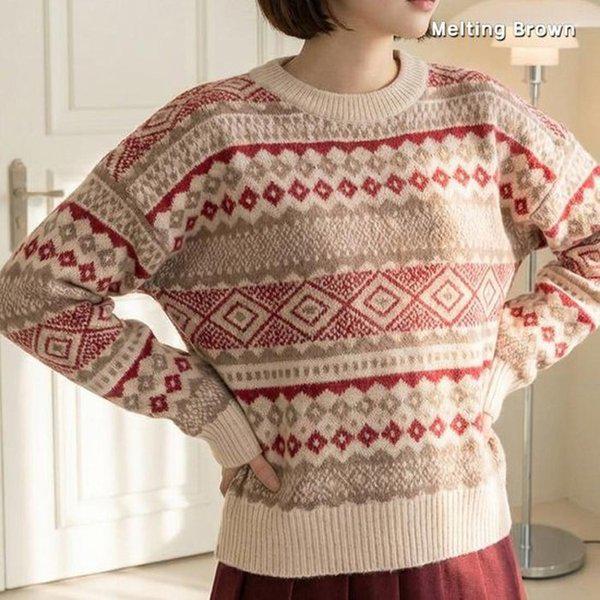 女性用セータールーズフィットノルディックニットMJ26