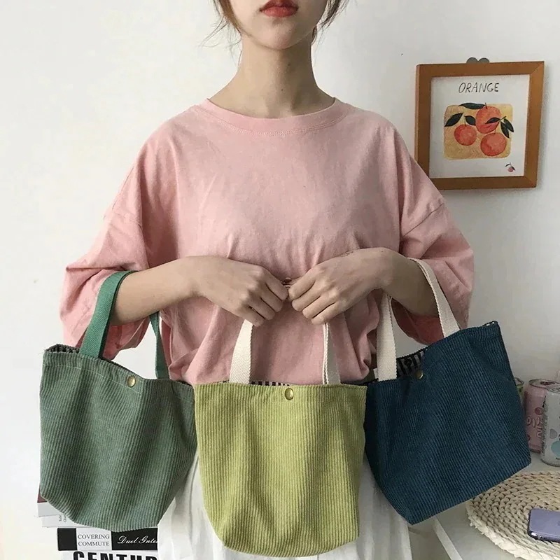 コーデュロイ弁当バッグお弁当袋 便利ランチバッグランチグッズWWBB01