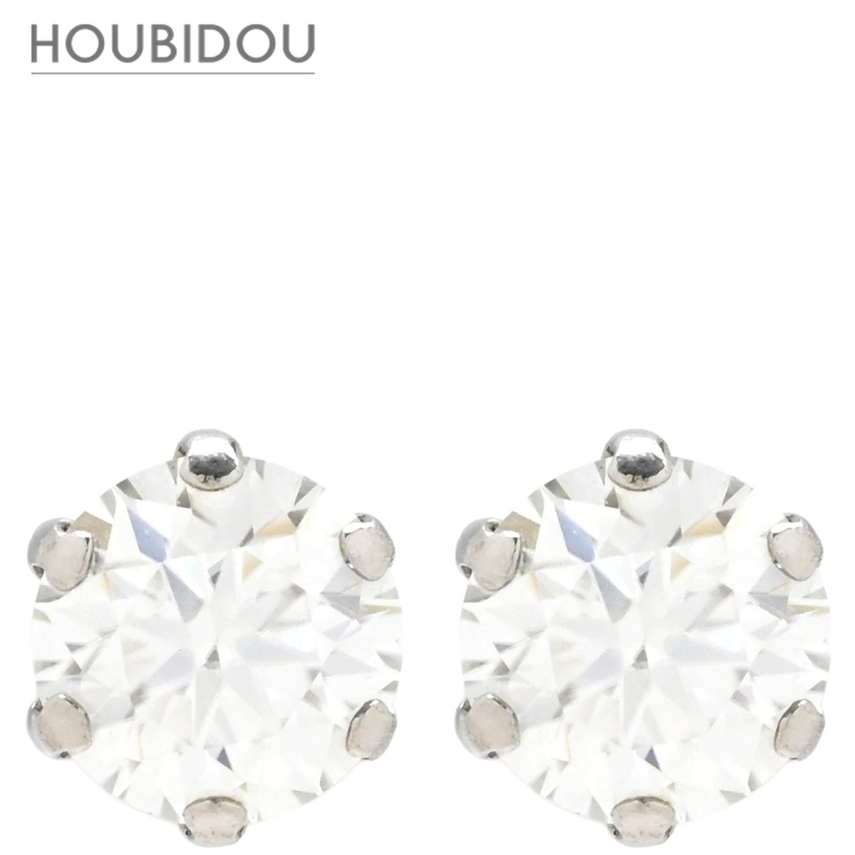 ピアス ダイヤモンド 0.5/0.5ct プラチナシルバー 1P 1石 1粒 ソリティア 6本爪 Pt900 プラチナ 両耳用 スタッド 【中古】