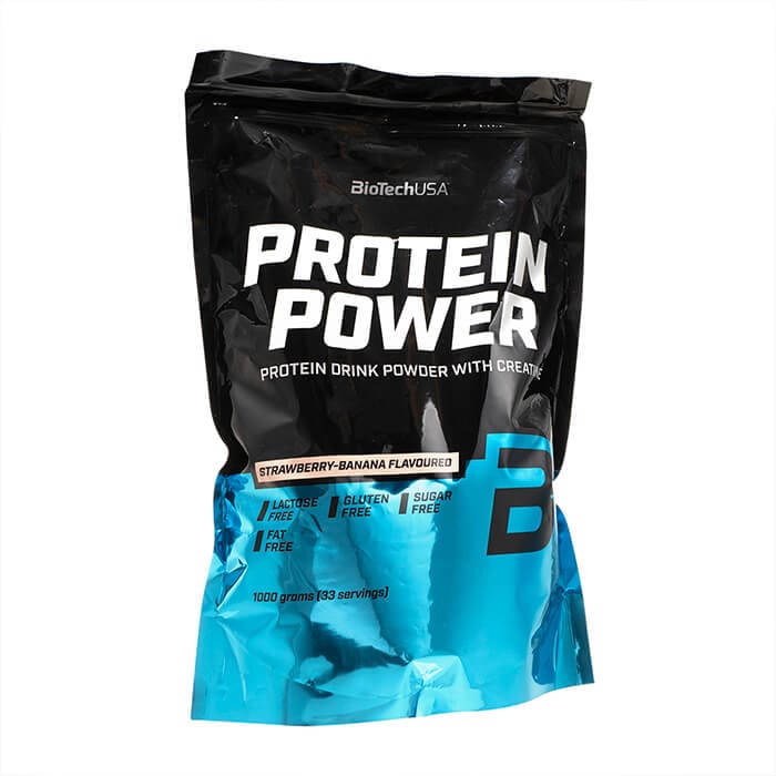 プロテインパワー　ストロベリーバナナ味33回分　1000g BioTechUSA 海外発送便商品：日時指定不可