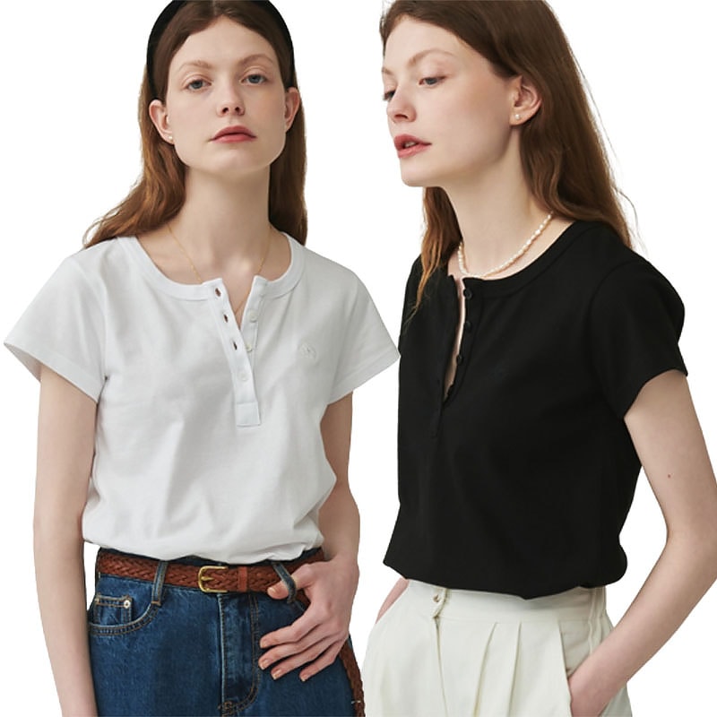 HENRYNECK HALF T SHIRT WHITE /BLACK