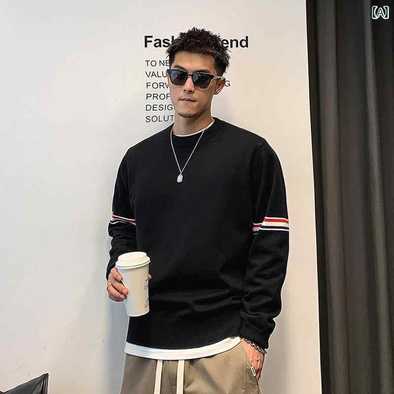メンズ 秋冬 長袖 厚手 ニット トップス セーター レイヤード カジュアル おしゃれ 普段使い 着やい 動きやい 快適 レジャー アウトドア ワーク