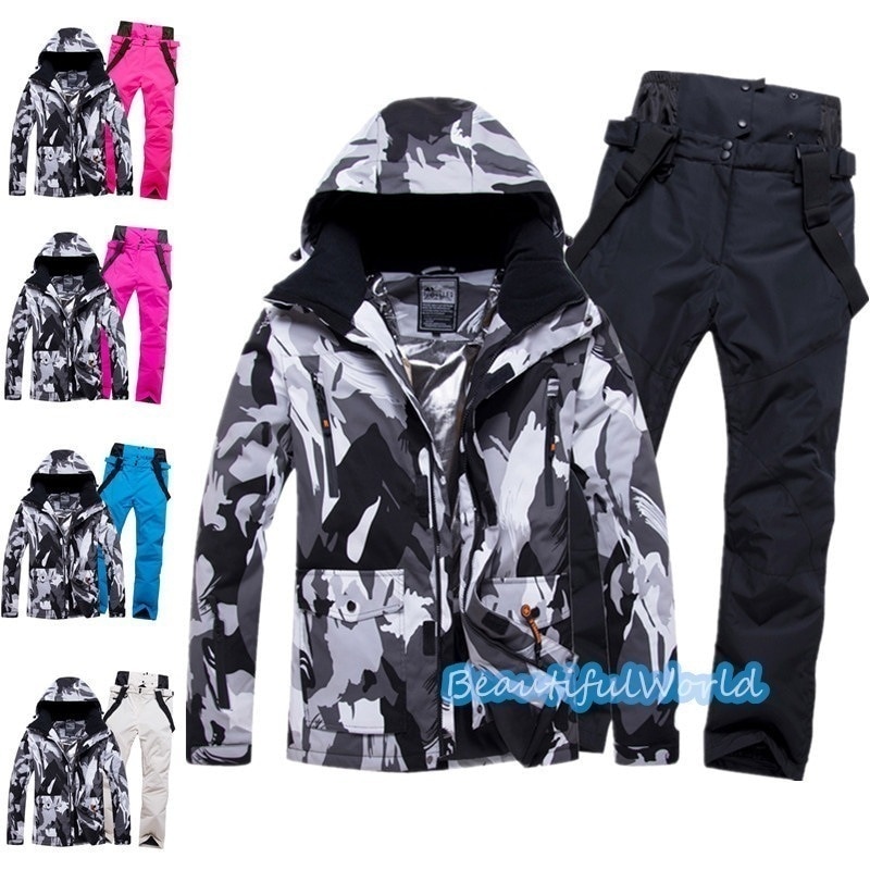 スノーボードウェア上下セットスキーウェアメンズレディースセットアップ男女兼用スノボウェアスノーボードジャケットパンツ撥水防風保温雪遊び暖かいH