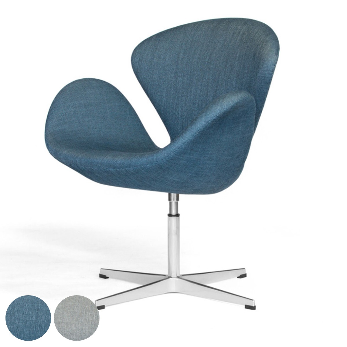 リビングチェア 回転式 座面高44cm ファブリック ラウンジチェア Sイージーチェア 布張り スワンチェア リプロダクト デザイナーズチェア チェア 椅子 リビング 書斎 デスクチェア