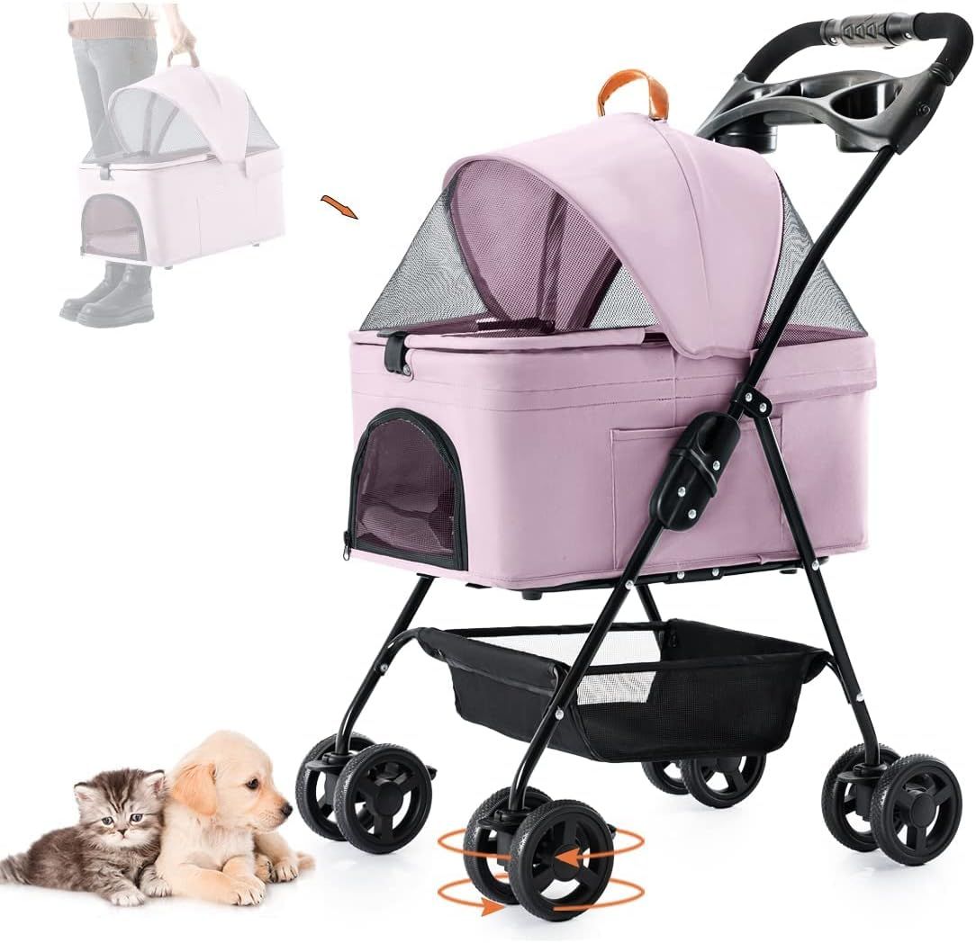 分離型 ペットカート 2Way 軽量 折りたたみ 犬用ベビーカー 猫 小型犬 多頭用 ペットキャリー 4輪360回転 多機能 取り外し可能 ペットバギー 組み立て簡単 お出かけ 介護用 旅行 ペット