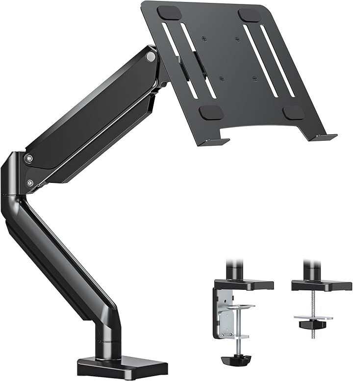 ノートパソコンアーム ガススプリング式 レイ付き 17インチ対応 耐荷重8kg モニターアーム 15.6インチ ノートpc VESA規格75mm 100mm (ブラック, 2XL)