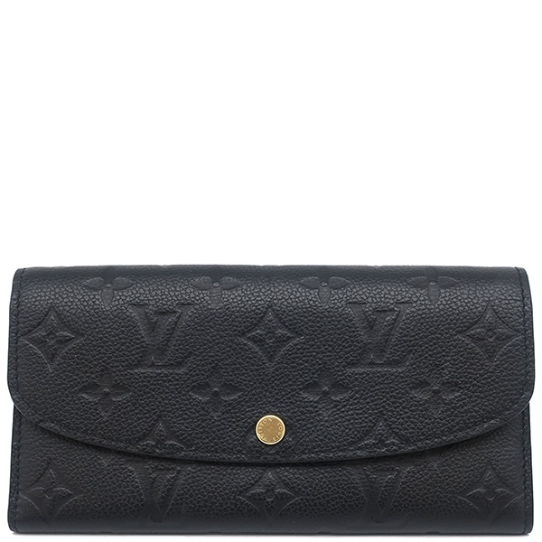 ルイヴィトン LOUIS VUITTON 長財布 ポルトフォイユ エミリー モノグラムアンプラント ノワール ゴールド金具 黒 二つ折り M62369 RFID 【箱】【中古】