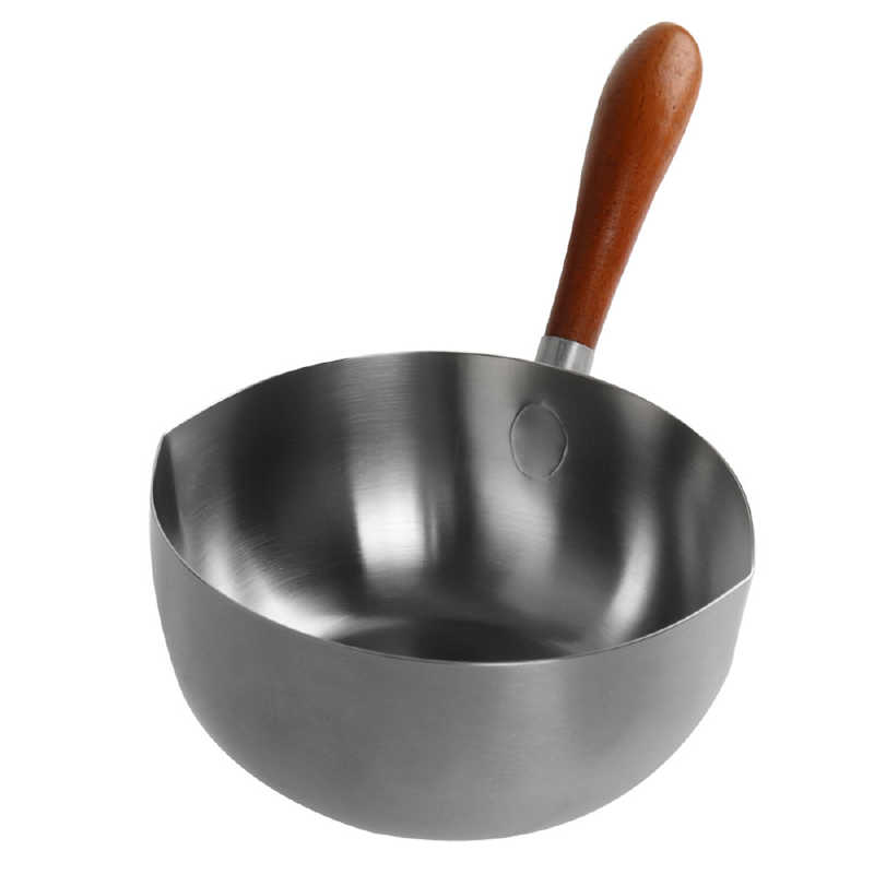 アイザワ　両口付ミルクパン 木柄手造り 15cm　1903