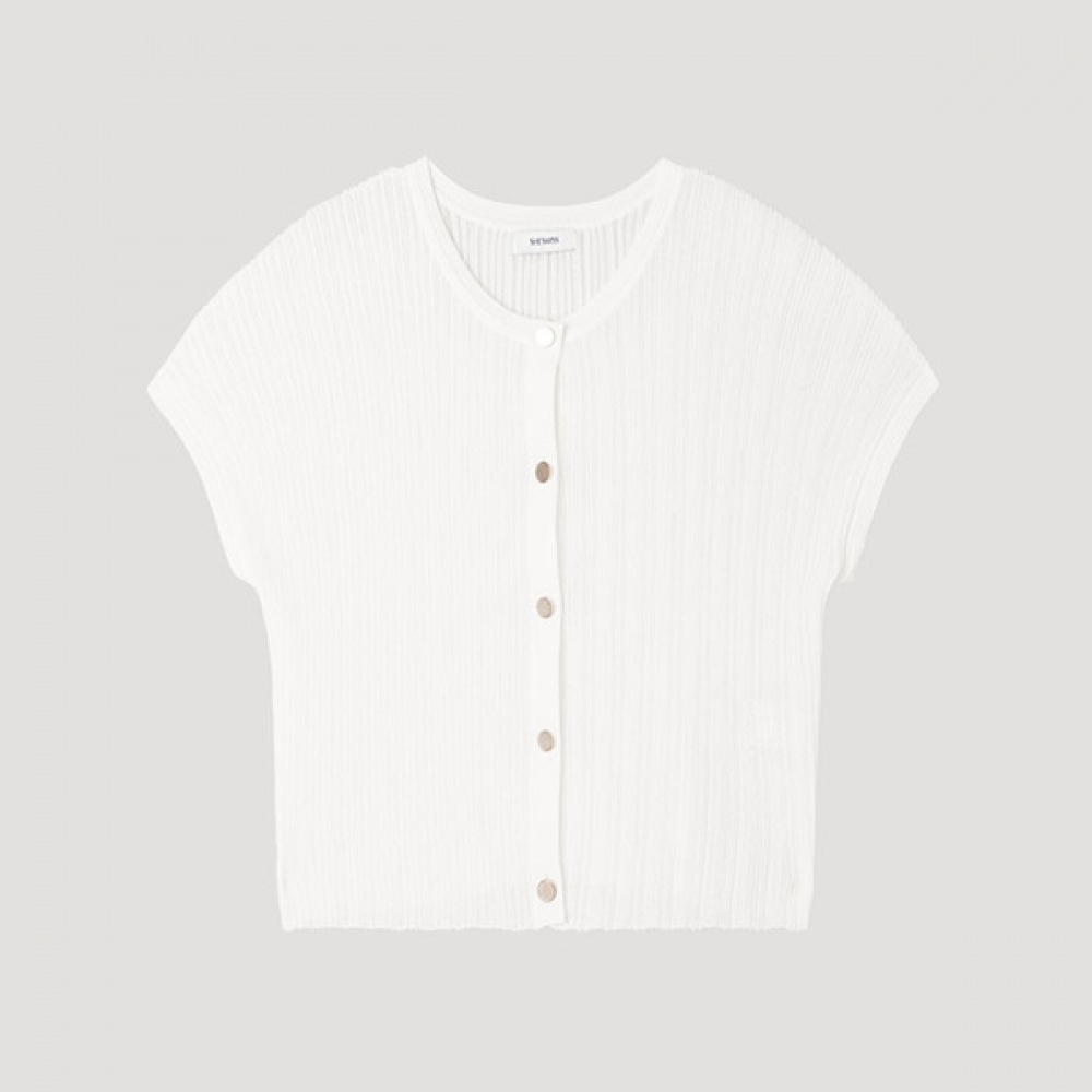 [シールズミス] リブ付きキャップスリーブニット_SSKPOP22120_CR