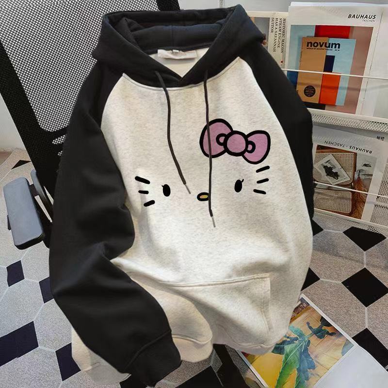 メガ割shanghaihengqパーカー レディース キティちゃん 可愛い フード付き スウェット 長袖 プルオーバー トレーナー 裏起毛パーカー 韓国ファッション トップス 大きい