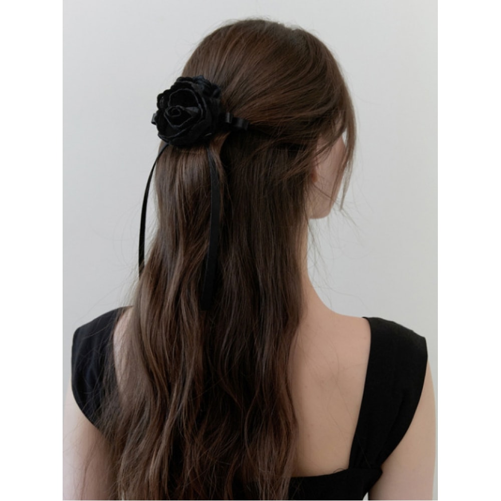 キンダベイビーブラックローズリボンピン