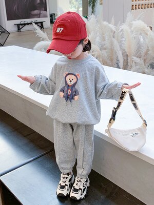 子供用 女の子用 2021 年 新型 春と秋の装い ネット赤 スポーツスーツ 子供 服 洋風 カジュ