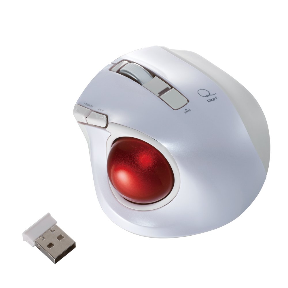 Digio2 Q 小型 トラックボール 2.4GHz ワイヤレスマウス 静音 5ボタン ホワイト 48364