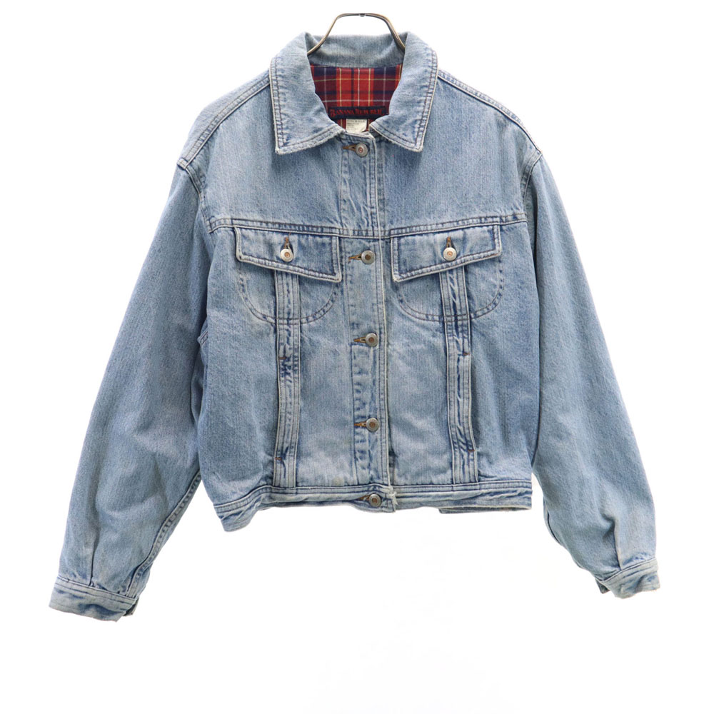 80s 90s USA製 オールド 長袖 デニムジャケット S 裏チェック ジージャン レディース