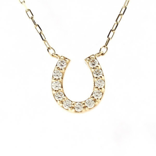 リボン済＆紙袋 ネックレス 正規品 レディース 馬蹄モチーフネックレス ペンダント プレゼント ジュエリー アクセサリー K10イエローゴールド 祝い