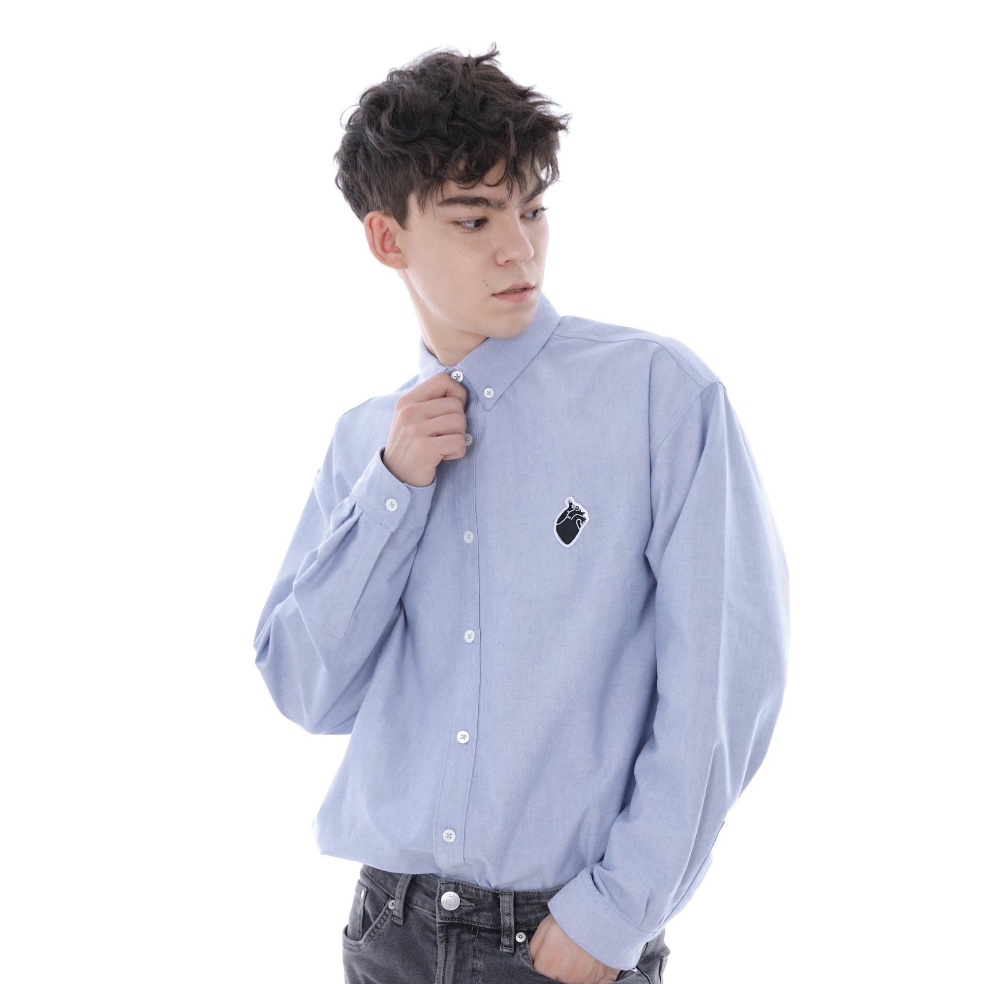 SMALL HEART OXFORD-SHIRT SKYBLUE