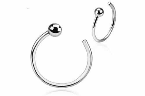 ボディピアス 14金ホワイトゴールド ノーズリング 20G 鼻 ノストリル 軟骨 ヘリックス ロック ダイス 装着簡単 ストレスフリー 本物 高級 20ゲージ シンプル w14-onrxxxxxx