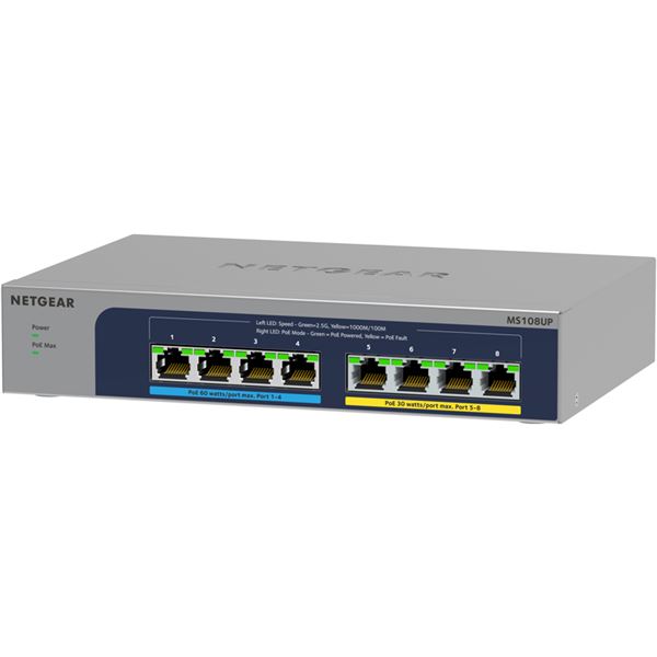 NETGEAR Inc. Ultra60 PoE++対応 （230W）1G/2.5Gマルチギガ8ポートアンマネージスイッチ MS108UP-100JPS