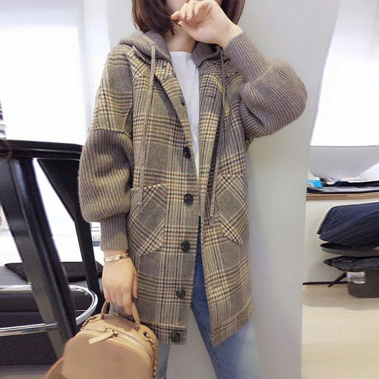 チェスターコート レディース 秋冬 40代 チェスターコート チェック柄 ミディアム丈 ラシャコートフード連れ 厚手オーバー ゆったりアウター 通勤 着痩せ